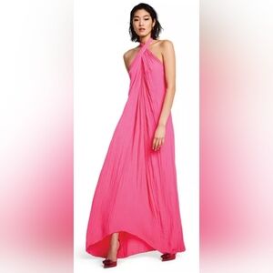 A.L.C. Neo Pink Halter Pleated Maxi Dress Size 10